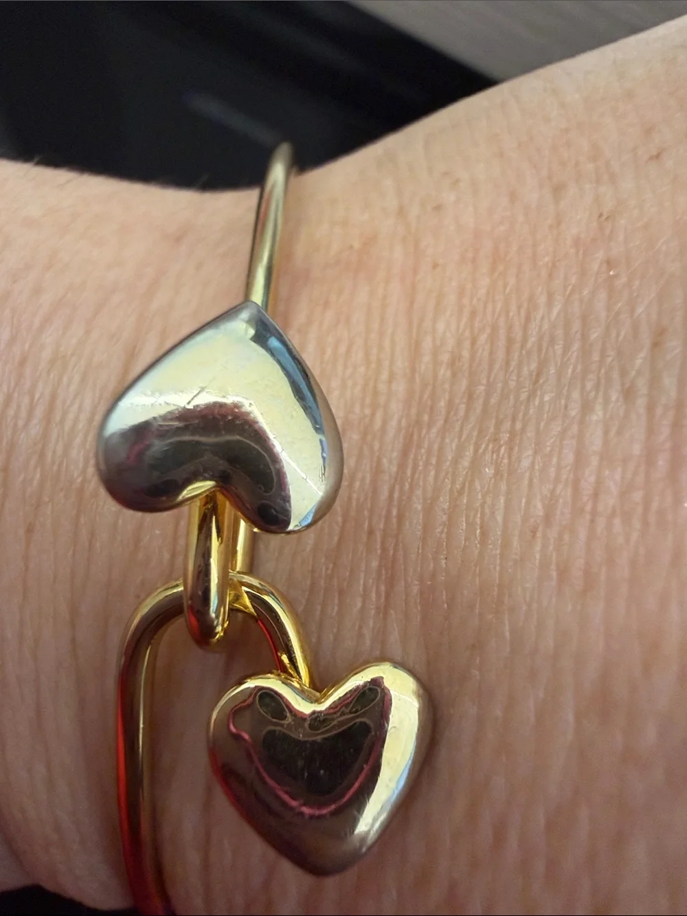 Gold Heart Duo Bangle Bracelet - Women Jewelry